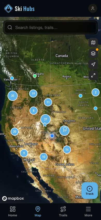 The Ski Hubs app directory map