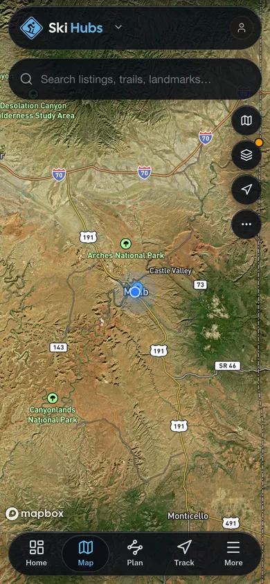 The Ski Hubs app directory map
