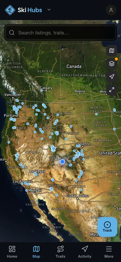 The Ski Hubs app directory map