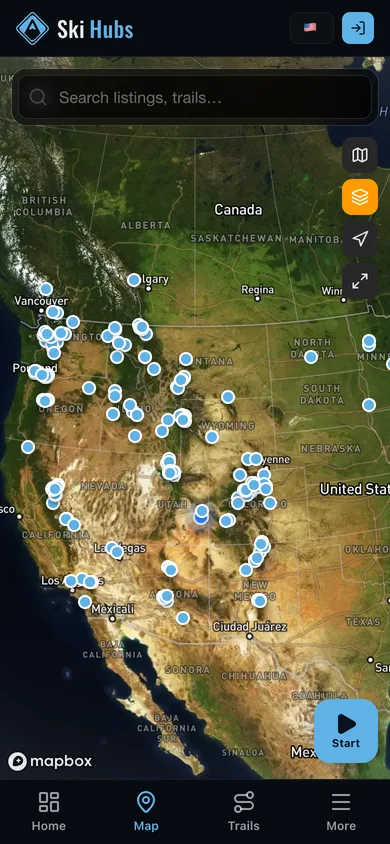 The Ski Hubs app directory map