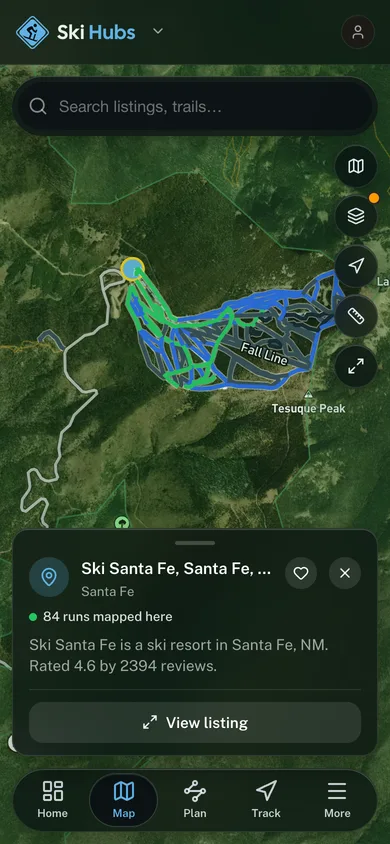 Nearby places mapped in the Ski Hubs app